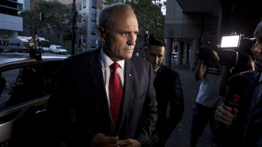 Outgoing NAB Chairman Ken Henry arrives at the ABC in Sydney for an interview on 7.30.
