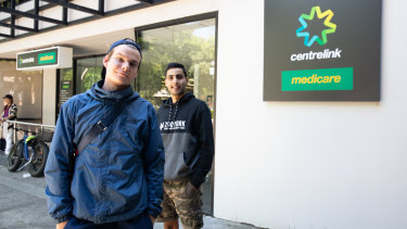Brady, left, and Evren, outside Campsie Centrelink, aren't convinced the government's drug testing trial will work.