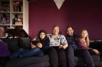 ‘Screen’ isn’t a dirty word in the Keele household: (L-R) Caitlin, Fiona Richard and Ella.