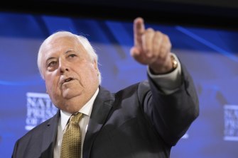 Clive Palmer from the United Australia Party ahead of his address to the National Press Club of Australia in Canberra last week.