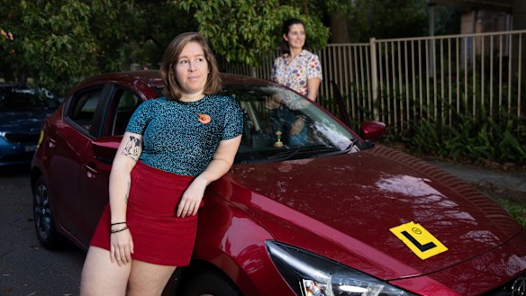 Annie Wylie, 28, says she eventually opted to learn to drive to ease the burden on girlfriend Lauren Giordano.