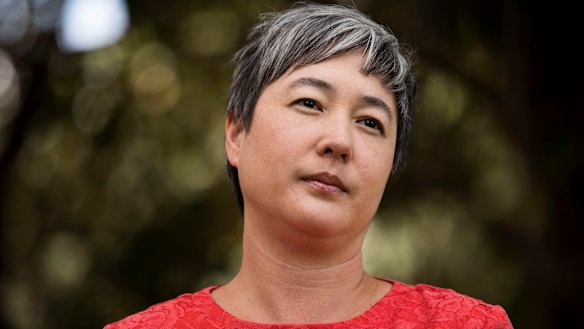 NSW Greens MP Jenny Leong speaks to the media outside State Parliament about her colleague Jeremy Buckingham.