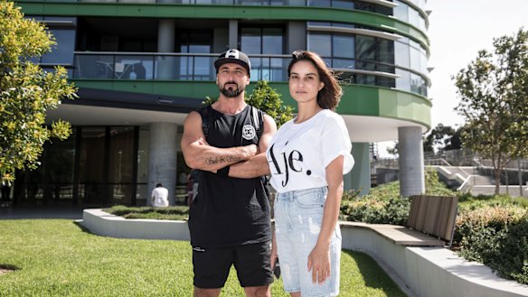 Upset and frustrated: Opal Tower residents Josh and Sultan Keles.