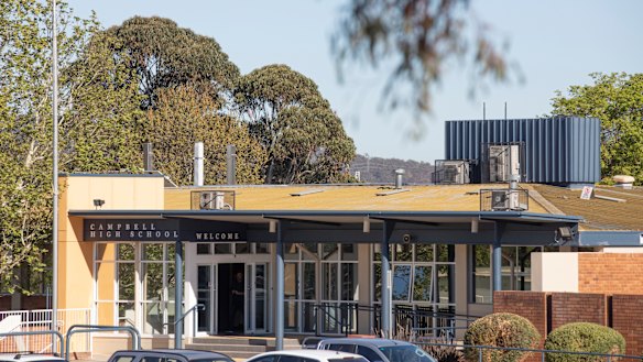 The scene at Campbell High School at the start of the day on Friday morning after a boy died after an accident during PE class on the mountain on Thursday.