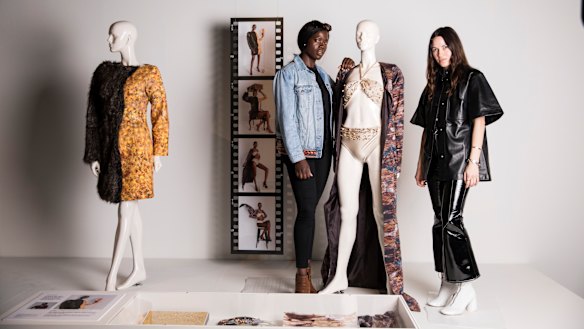 Designer Kym Ellery (right) is mentoring fashion graduate Lily James through a new program at the Museum of Applied Arts and Sciences.