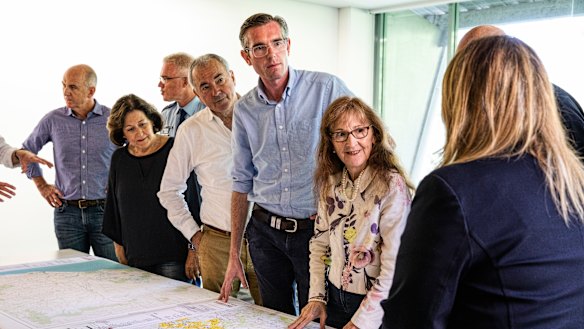 Former premier Dominic Perrottet with Lismore MP Janelle Saffin after the 2022 floods.