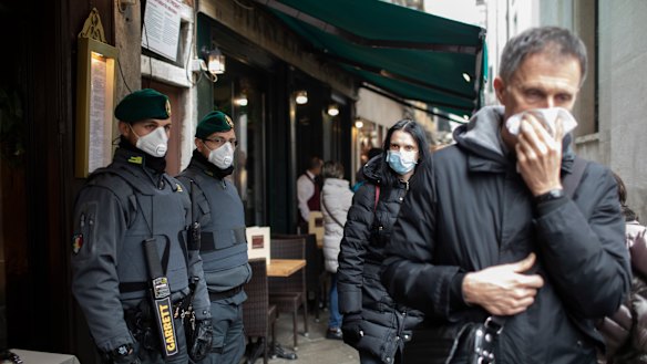 Towns in northern Italy are in lockdown as the coronavirus gains a beachhead in Europe.