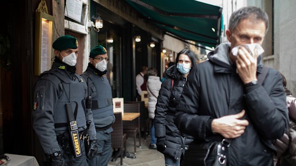 Towns in northern Italy are in lockdown as the coronavirus gains a beachhead in Europe.