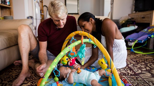 Amrita Kapur and Paul Keogh with their baby girl Ishani. 