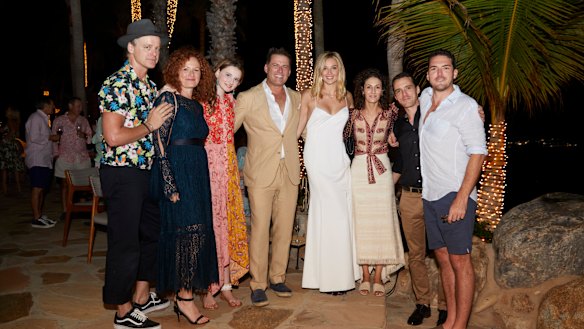 Marcus, Elisa and Evee Pointon, Karl Stefanovic, Jasmine Yarbrough, Jenna Dinicola, Tom and Peter Stefanovic at the pre-wedding function.