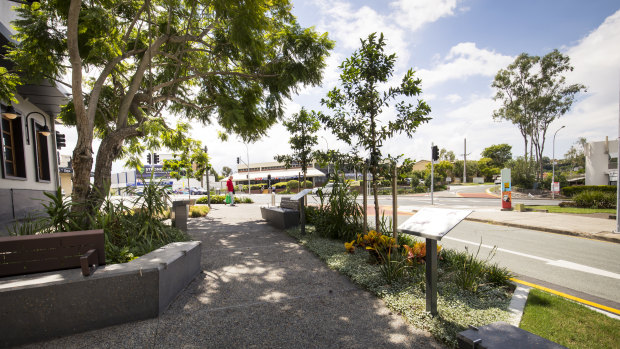 Previous improvements to a shopping strip at Alderley, funded by the Brisbane City Council.