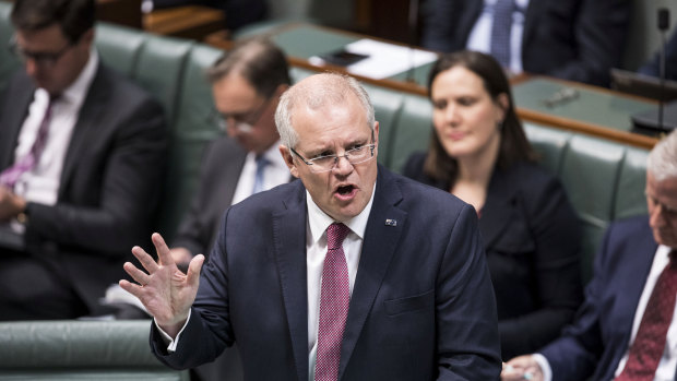Prime Minister Scott Morrison during question time in the House of Representatives on Tuesday.