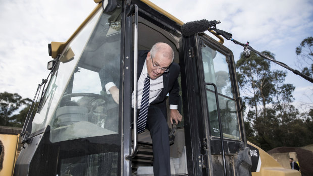 Prime Minister Scott Morrison during a visit to a garden supplies company in Ringwood.