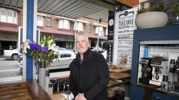 David Martin, owner of the Coogee Courtyard on Coogee Bay Road, says shutting off part of the street will kill local businesses. 