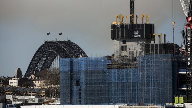 The Crown casino under construction at Barangaroo.