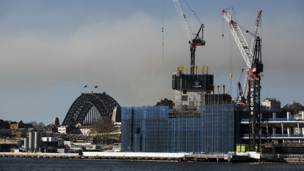 Crown Casino under construction at Barangaroo. 