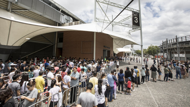 The crowds flocked to the Sydney Olympic Park on Sunday for the selective schools practice test. 