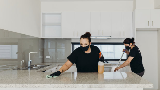 Whizz cleaners wear face masks and gloves to perform a deep clean. 