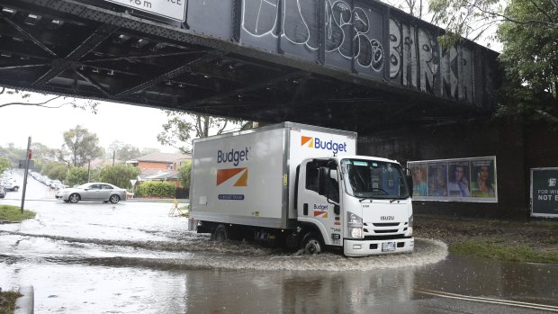 Flooding at Leichhardt in Sydney’s inner-west on Tuesday morning.