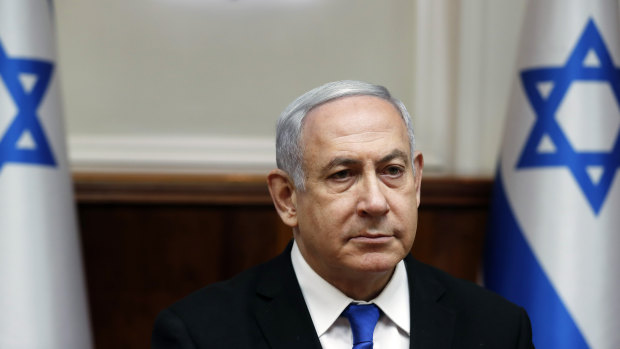 Israeli Prime Minister Benjamin Netanyahu attends the weekly cabinet meeting in Jerusalem on Sunday.