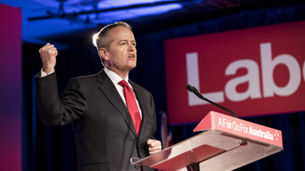 Labor leader Bill Shorten rouses the party faithful at its official campaign launch in Brisbane.