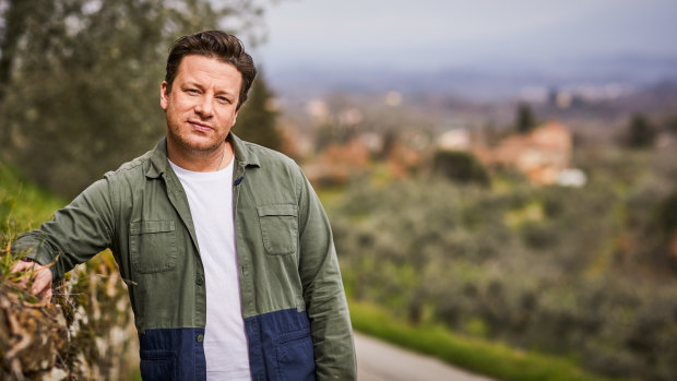 Jamie Oliver in Tuscany before the release of his new book Jamie Cooks Italy.