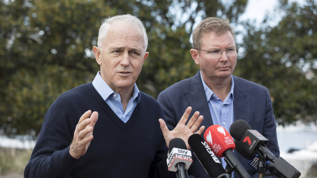 Craig Laundy with former prime minister Malcolm Turnbull in Drummoyne last year.