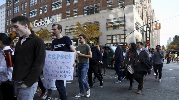 Google's New York staff protest in November 2018. 