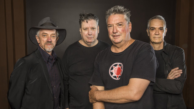 Sunnyboys (from left) guitarist Richard Burgman, guitarist and vocalist Jeremy Oxley, bass player Peter Oxley, and drummer Bil Bilson. The band are back with their first new music in 36 years.
