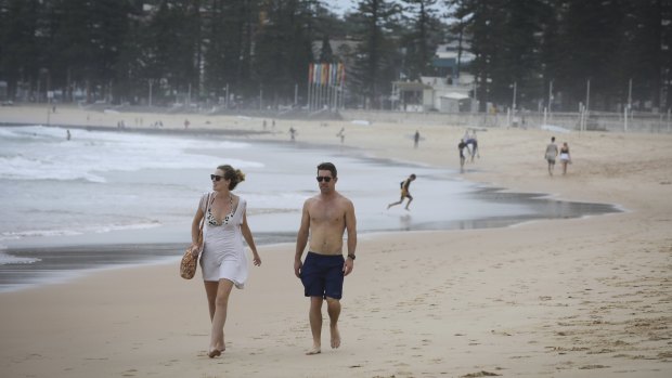 Manly Beach on the northern beaches was closed due to COVID-19 on Friday.