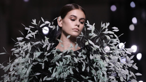 Intricate feather detail at Givenchy.