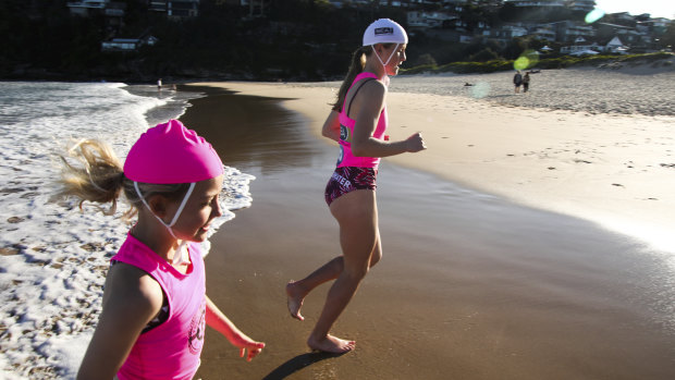 Piper Brenchley, 8, and Ava McGettigan are Nippers at Freshwater Surf Life Saving Club. 