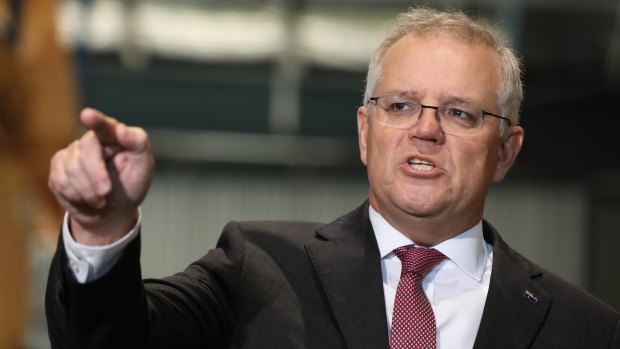 Prime Minister Scott Morrison speaking in Caboolture, north of Brisbane, on Tuesday.