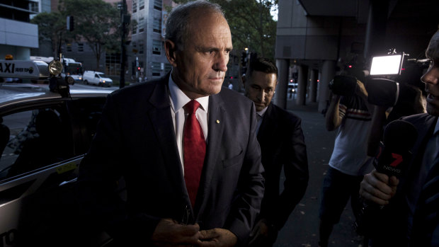 Outgoing NAB Chairman Ken Henry arrives at the ABC in Sydney on Thursday.