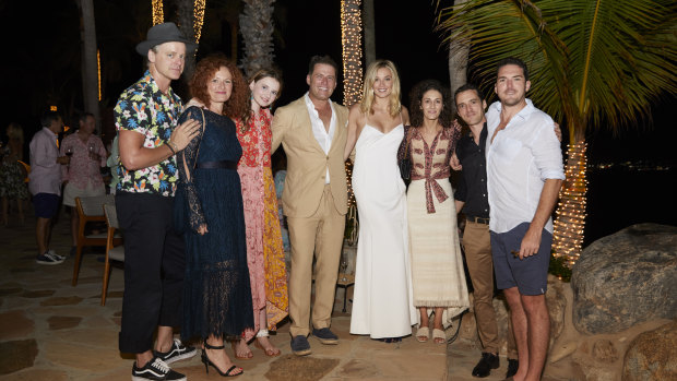 Marcus, Elisa and Evee Pointon, Karl Stefanovic, Jasmine Yarbrough, Jenna Dinicola, Tom and Peter Stefanovic at the pre-wedding function.