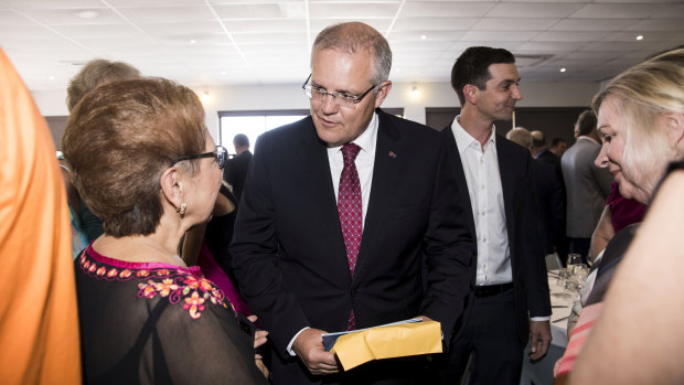 Prime Minister Scott Morrison before delivering the speech.