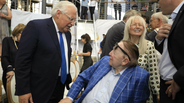 US ambassador to Israel David Friedman (left) talks to American business magnate Sheldon Adelson and his wife Miriam at the opening of an ancient road at the City of David, a popular archaeological and tourist site in the Palestinian neighbourhood of Silwan in east Jerusalem. 
