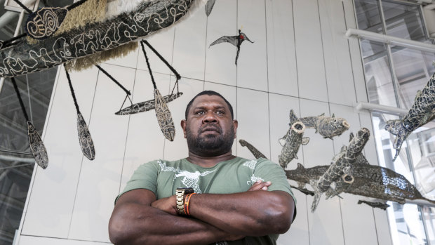 Jimmy J Thaiday is one of 14 artists whose work features in the newest exhibit. 