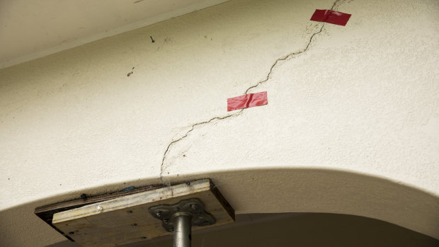 Cracks at the front of Umberto Galasso’s house at North Strathfield.