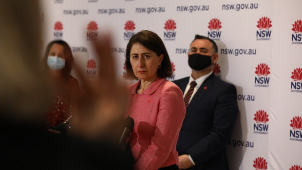 So many briefings: Gladys Berejiklian faces questions during one of her many COVID-19  press conferences.