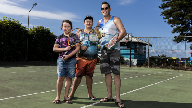 Paul Boyd with kids Paul Boyd-Carroll and Braydan Boyd-Carroll who are staying at the The Blue Lagoon Beach Resort.