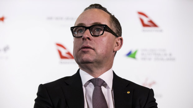 Qantas chief executive Alan Joyce, who labelled Canberra Airport's behaviour "absolutely appalling".  