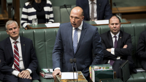 Home Affairs Minister Peter Dutton during question time on Tuesday.
