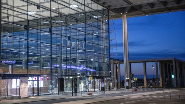 Finally open: entrance to Terminal 1 of new BER Berlin Brandenburg airport.