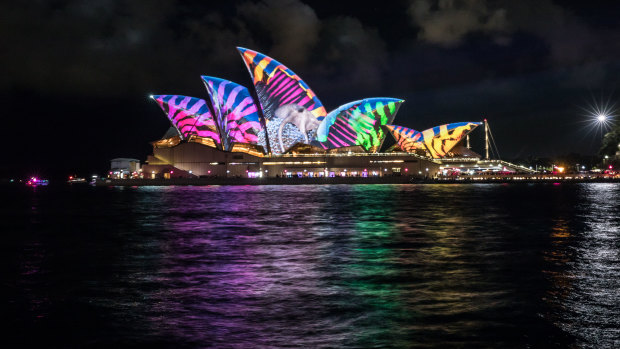 The Opera House lit up for Vivid Festival in 2017