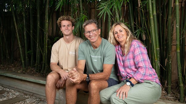 Crowe with his son Harry and wife Sally Grace. 