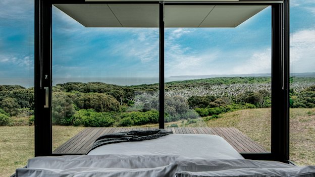 Take in the wild interplay between the bush, big sky and the sweep of the Southern Ocean over Moonlight Head at Cape Otway's Sky Pods. Just wait until the stars come out.