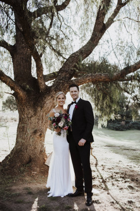 Kestrelle and Ben Johnston on their wedding day