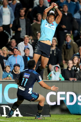 Rusty: A rare miss under the high ball for the Waratahs' attacking weapon.