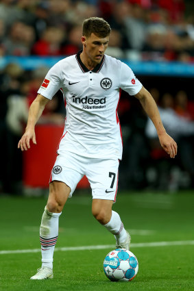 Socceroo Ajdin Hrustic in action for Eintracht Frankfurt.